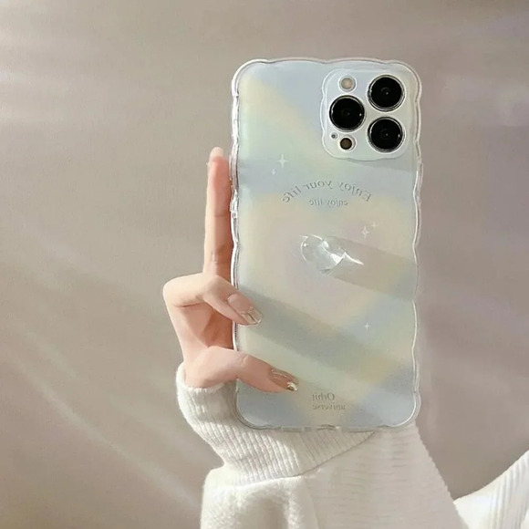 YesStyle Akord Sound Heart Phone Case "Enjoy Life" Rainbow iPhone 12 - Picture 7 of 12